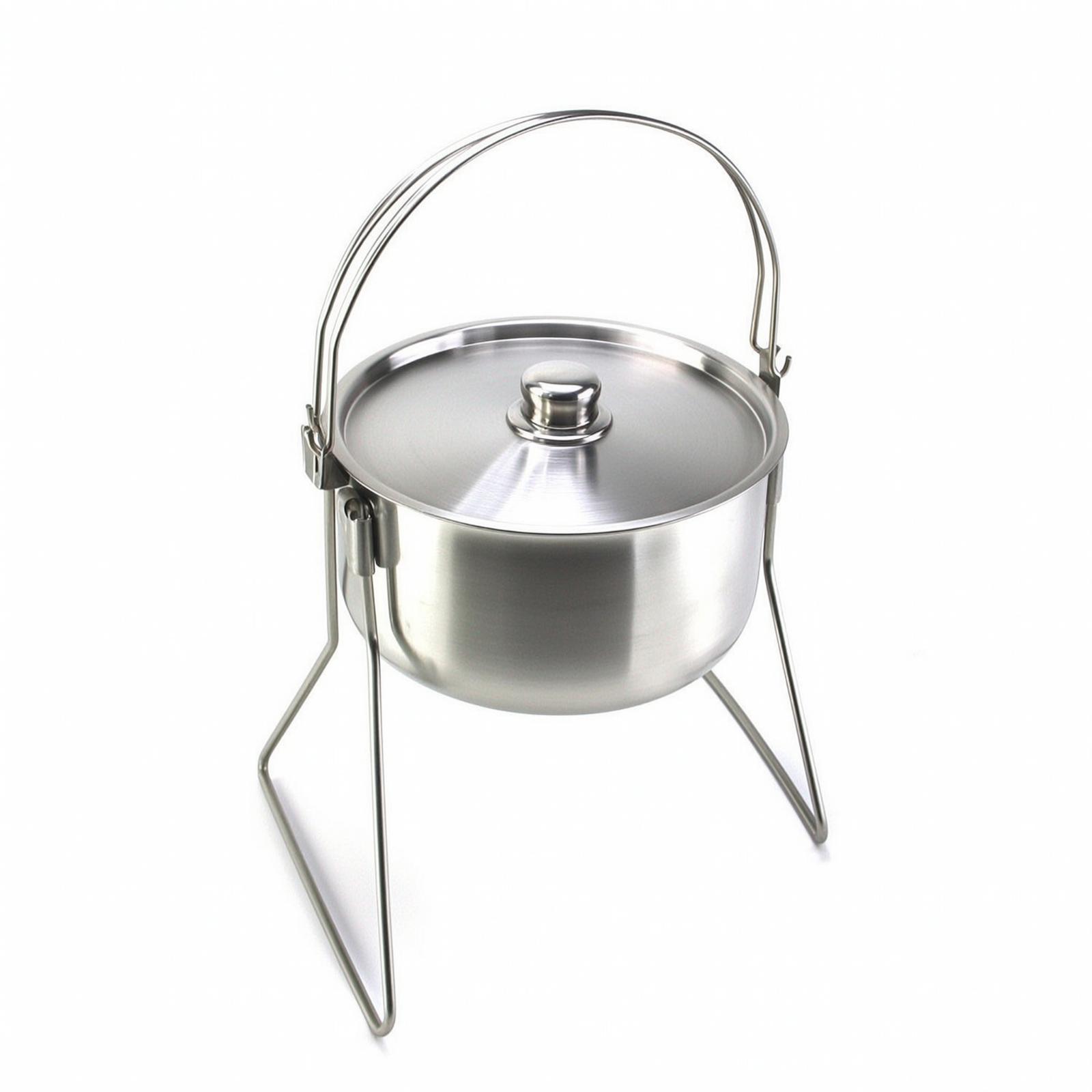 Camping Cooking Pot Stainless Steel - Pot with Tripod Frame Stainless Steel