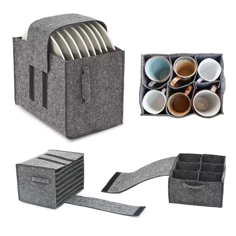 Camping Cooking Meals - Felt Plate Dish Cup Storage Bag
