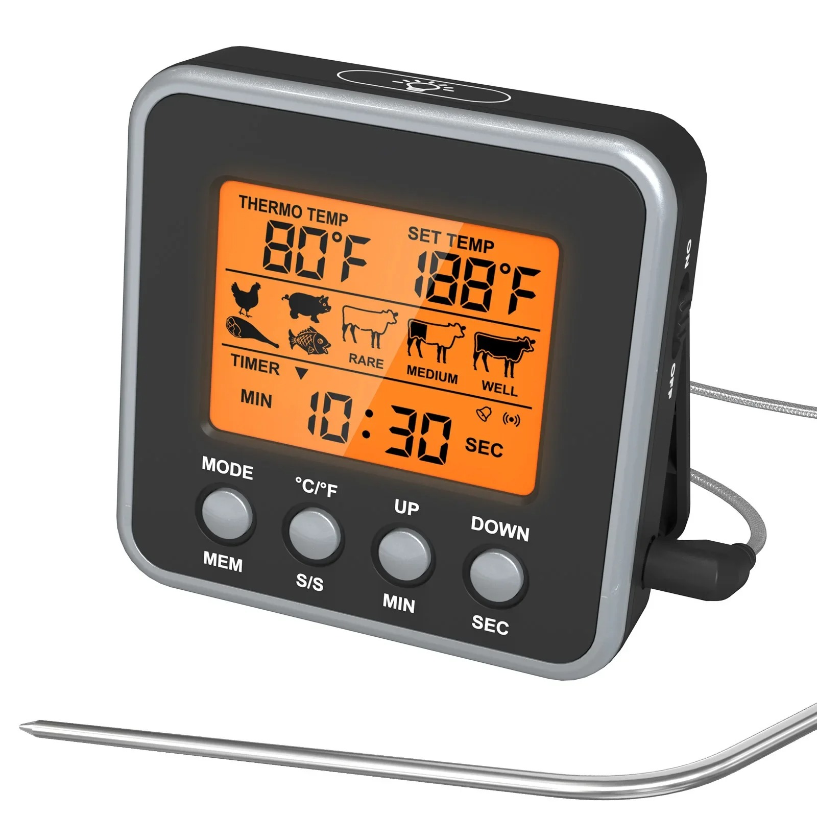 Meat Thermometer Camp - LCD Digital Meat Thermometer Metal BBQ