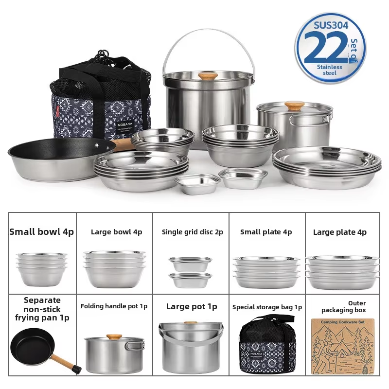Camping Cooking Unit - NOBANA Newest Outdoor Stainless Steel Pot