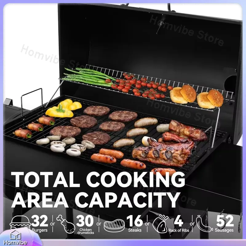Charcoal Grill Offset Smoker w - Camping Cooking Cover 评论和价格