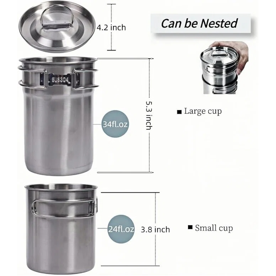 Foldable Camping Cups Mugs Cam - Camping Cooking Set Stainless Steel 评论和价格