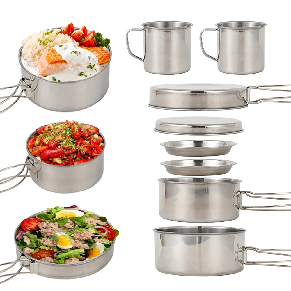 8pcs/Set Camping Cookware Mess - Camping Cooking Unit 评论和价格
