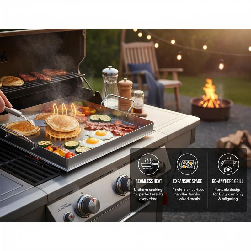 Universal Flat Top Griddle 18x - Camping Cooking Set Stainless Steel 评论和价格