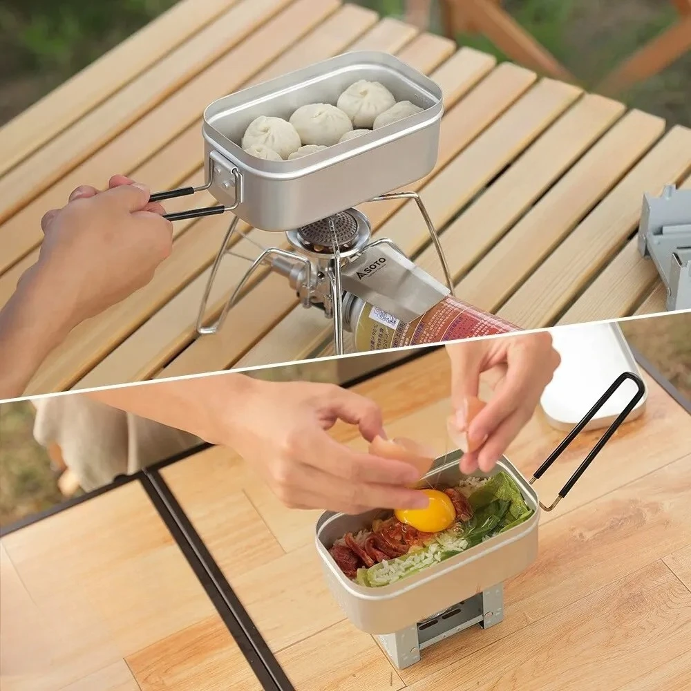 800/1400ML Aluminum Lunch Boxe - Camping Cooking Meals 评论和价格