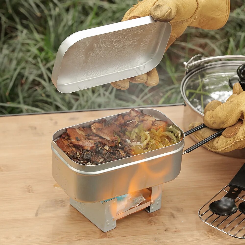 800/1400ML Aluminum Lunch Boxe - Camping Cooking Meals 评论和价格