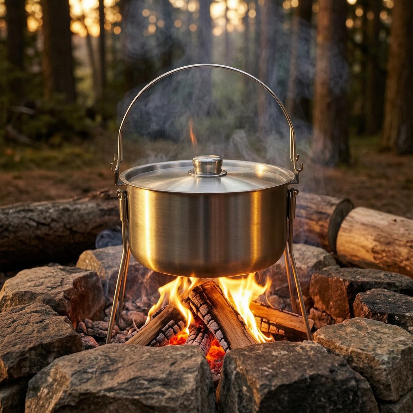 Pot with Tripod Frame Stainles - Camping Cooking Pot Stainless Steel 评论和价格