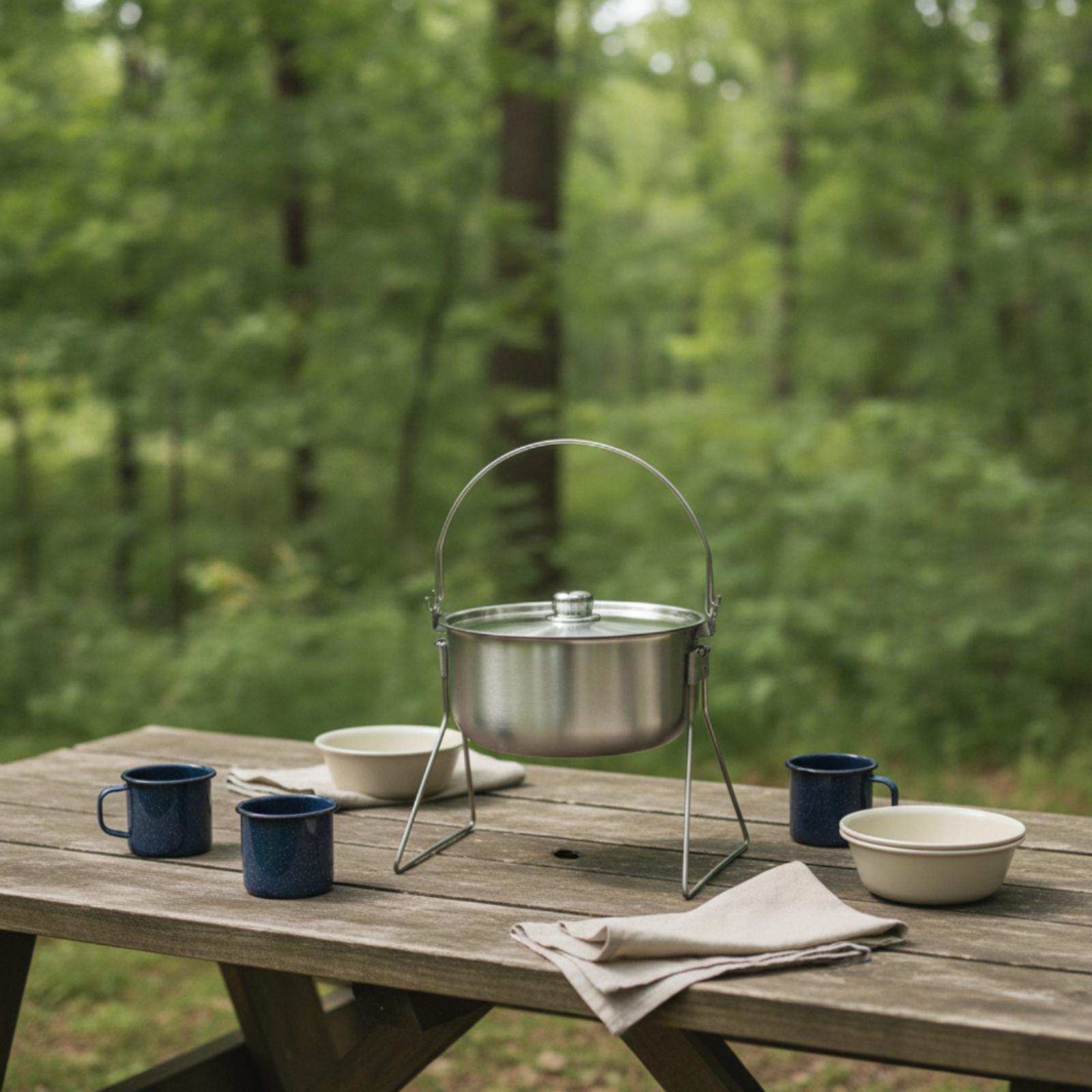 Pot with Tripod Frame Stainles - Camping Cooking Pot Stainless Steel 评论和价格