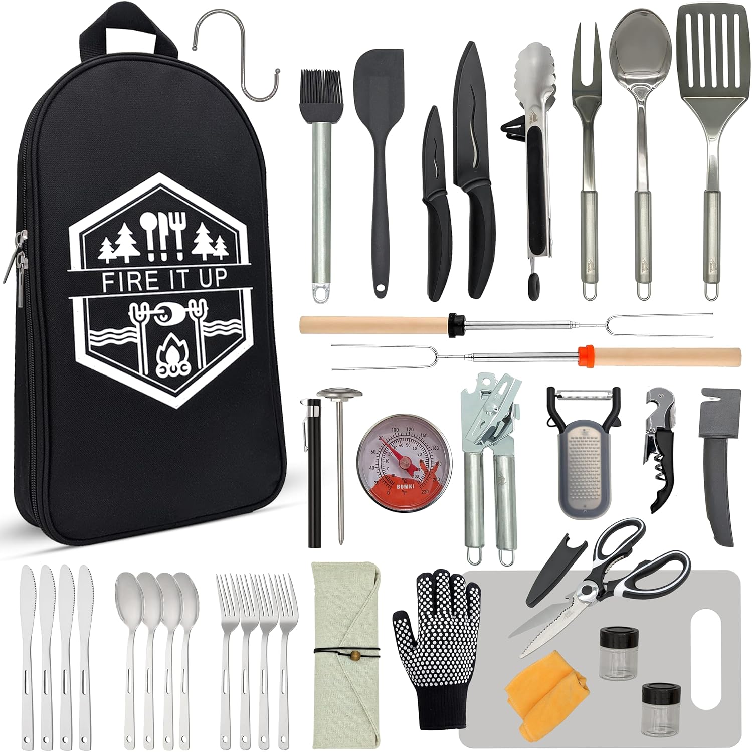 Camping BBQ Cooking Utensils S - Camping Cooking Essentials Kit 评论和价格