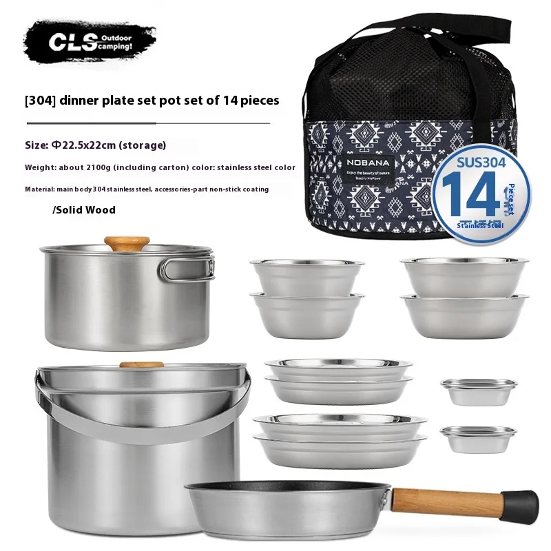 NOBANA&CLS 22PCS Stainless Ste - Camping Cooking Pot Stainless Steel 评论和价格