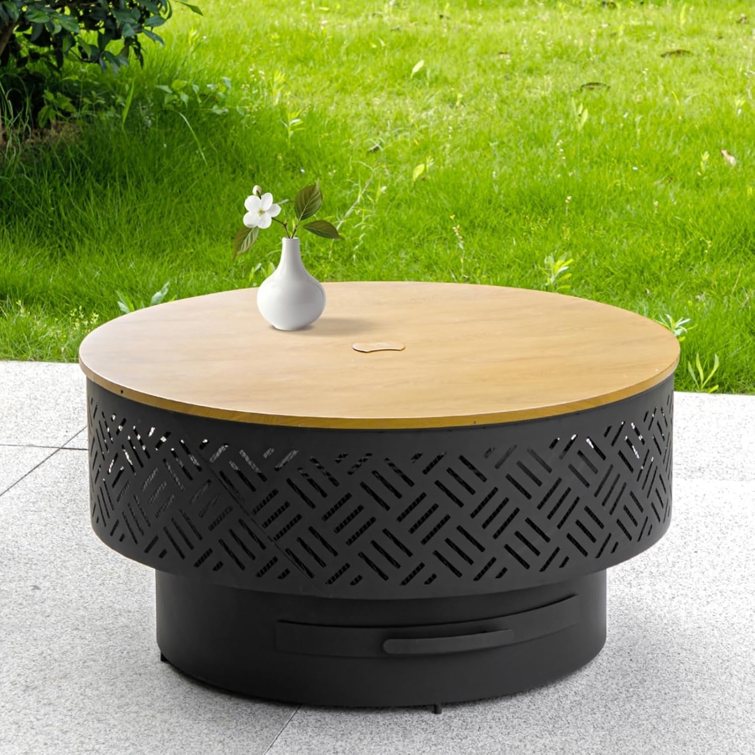 32 Inch Round Metal Wood Burni - Camping Cooking Cover 评论和价格