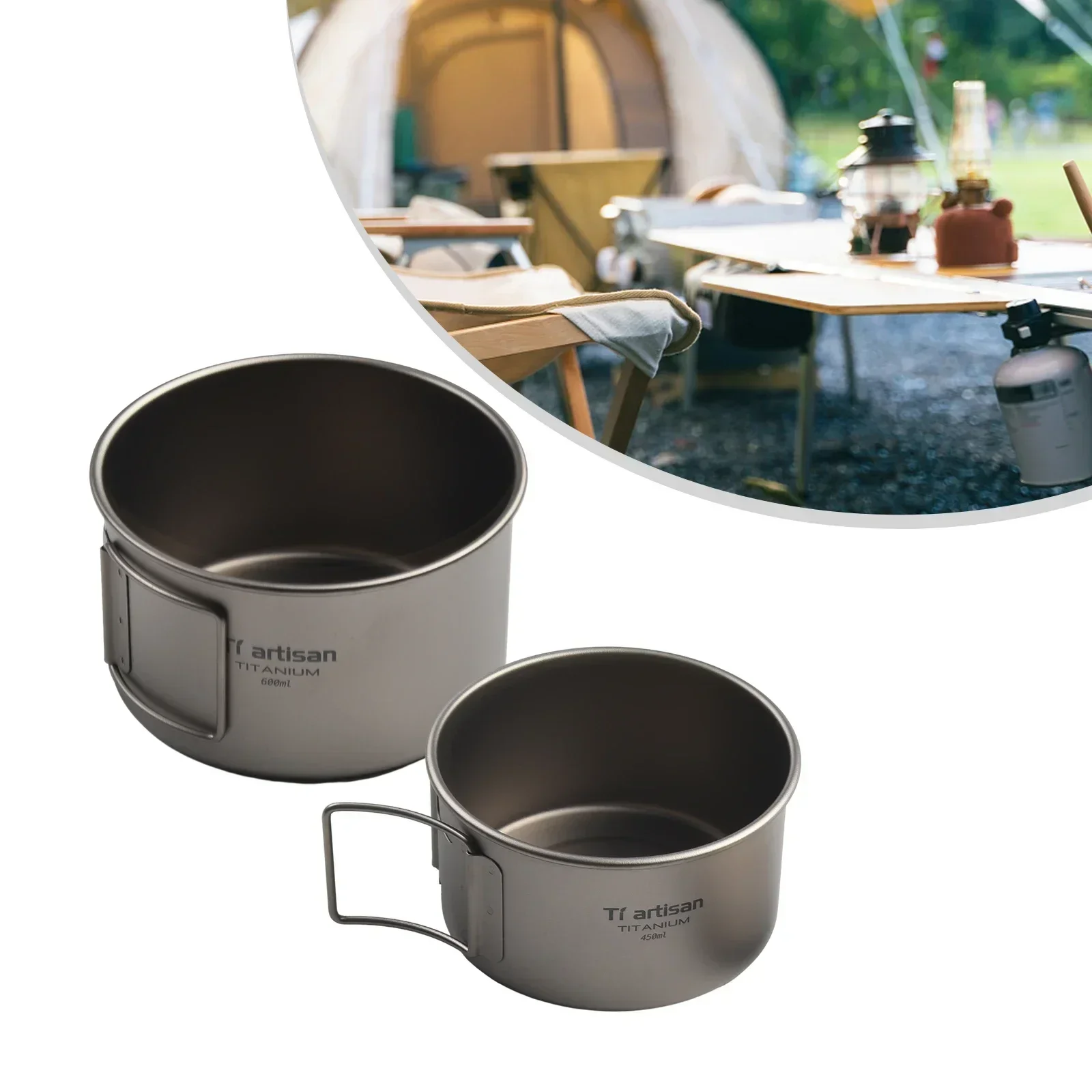 Titanium Bowl With Folding Han - Camping Cooking Cover 评论和价格