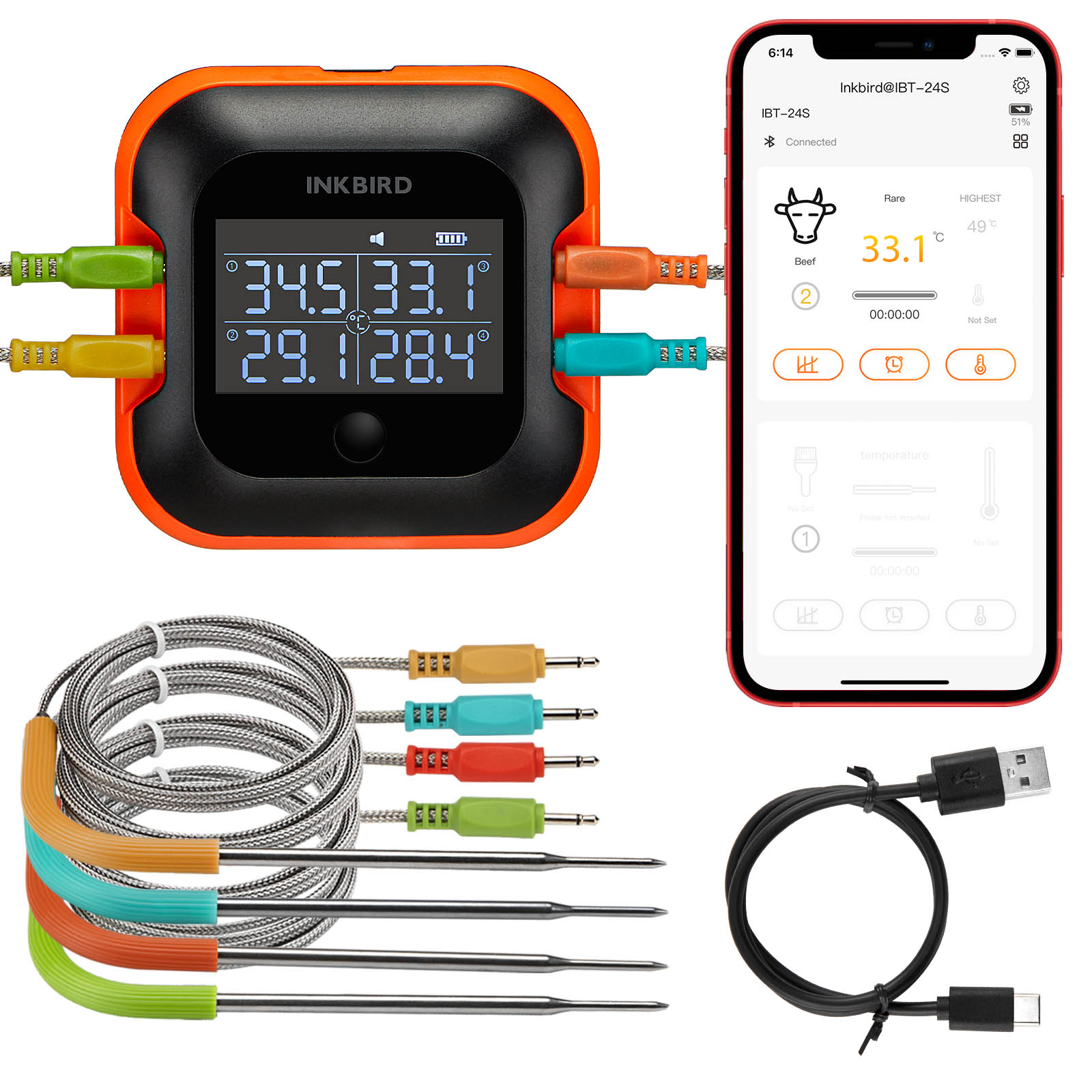 INKBIRD Bluetooth Meat Thermom - Meat Thermometer Camp 评论和价格
