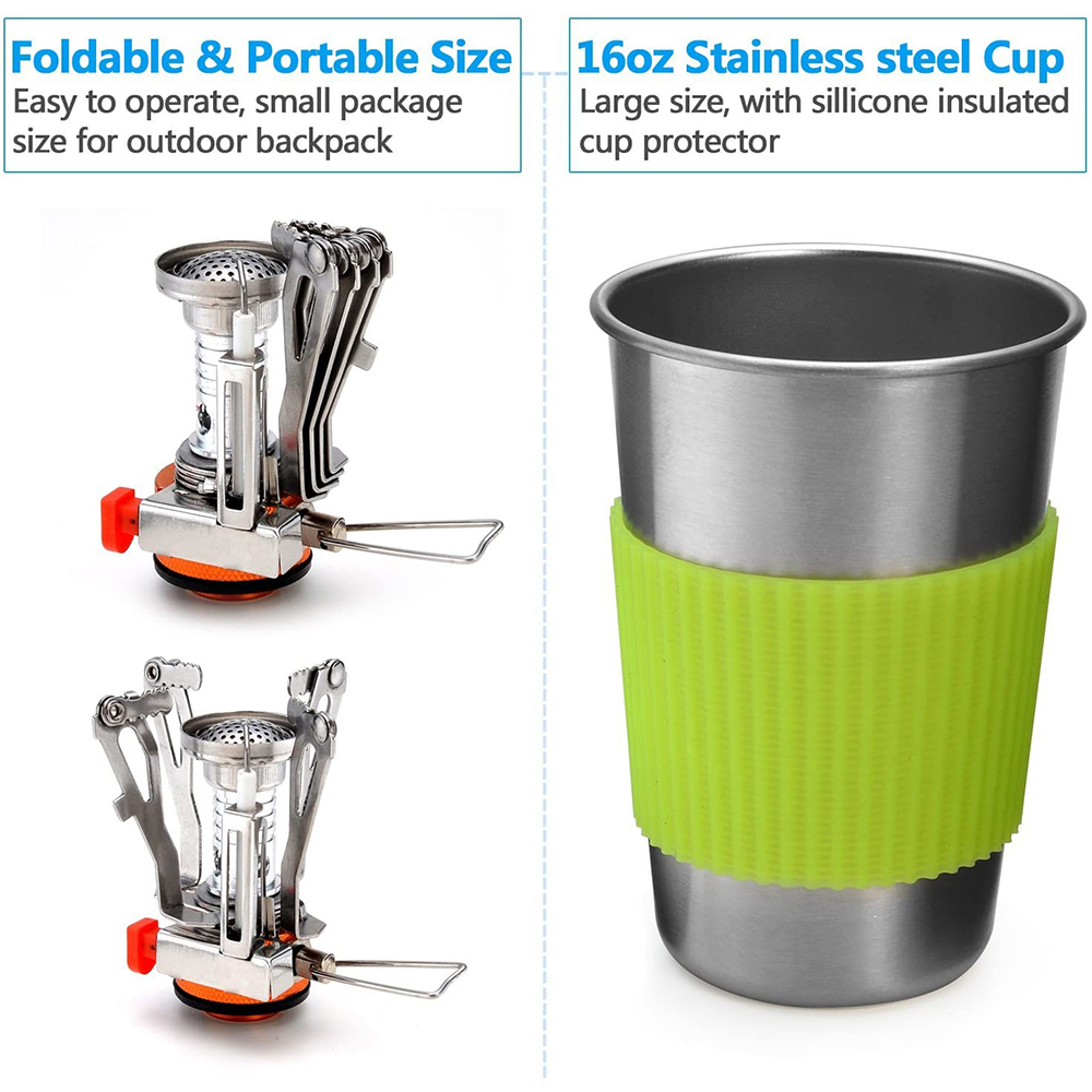 Camping Cookware Kit with Stov - Camping Cooking Unit 评论和价格